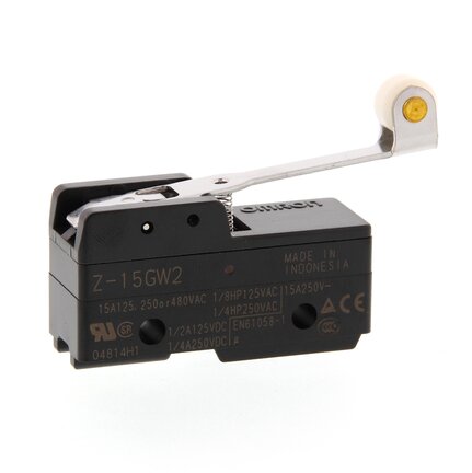 Przełącznik podstawowy ogólnego przeznaczenia, Dźwignia z rolką, SPDT, 15A, zaciski lutowane (Z-15GW2) - Omron