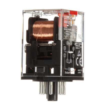 Przekaźnik, Wtyczka, 8-stykowy, DPDT, 10 A, wskaźnik mechaniczny, przycisk testowy (MKS2PI 120VAC) - Omron