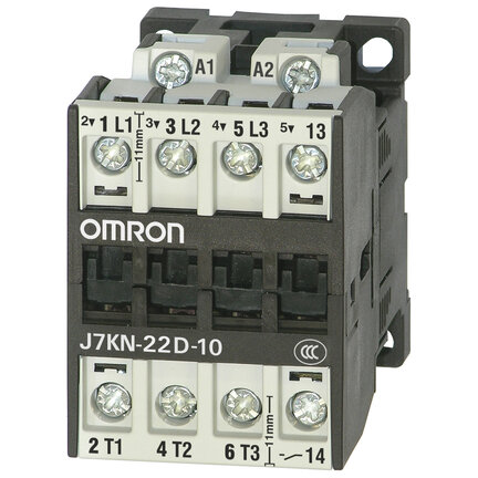 Stycznik, 3-biegunowy, 11 kW; 22 A AC3 (380-415 VAC) + 1 pomocniczy NO, 48 VDC (J7KN-22D-10 48D) - Omron