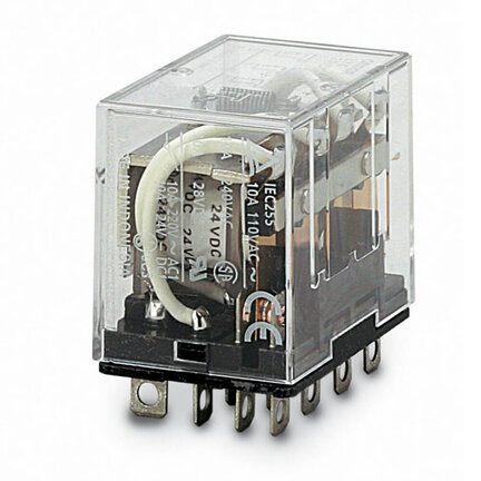 Przekaźnik, Terminal PCB, 14-stykowy, 4PDT, 10 A, 24 VDC (LY4-0 24VDC) - Omron