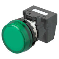 M22N Wskaźnik, plastikowy płaski trawiony, zielony, 24 V, terminal pchający (M22N-BC-TGA-GC-P) - Omron