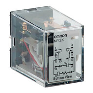Przekaźnik zatrzaskowy, styki pcb, 14-stykowy, DPDT, 3 A, wskaźnik LED, 24 VDC (MY2K-02 24VDC) - Omron