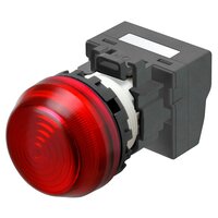 M22N Wskaźnik, plastikowy półsferyczny, czerwony, 24 V, terminal pchający (M22N-BG-TRA-RC-P) - Omron