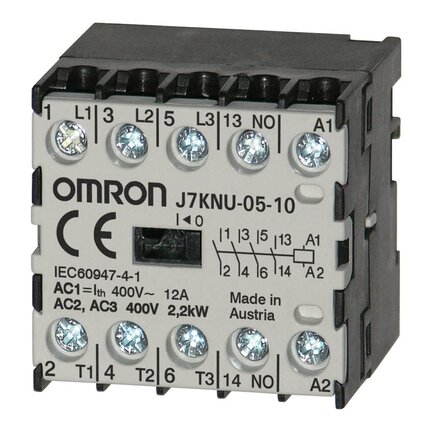 Mikrostyk, 3-biegunowy, 2,2 kW; 5 A AC3 (400 VAC) + 1 NO, 48 VAC (J7KNU-05-10 48) - Omron