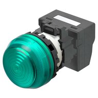 M22N Wskaźnik, plastikowy półsferyczny, zielony, 24 V, terminal pchający (M22N-BG-TGA-GC-P) - Omron