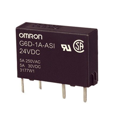 Wąski, miniaturowy przekaźnik, SPST-NO, 5 A (G6D-1A-ASI DC24) - Omron