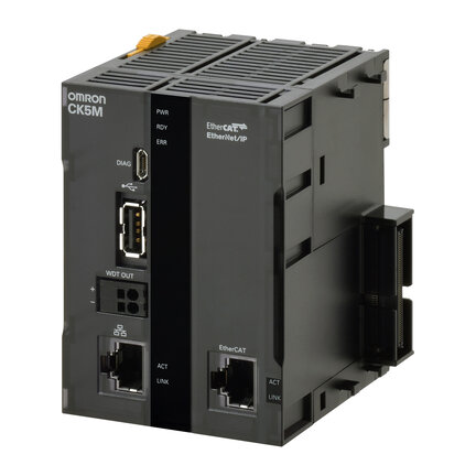 CK5M Quad Core 1040 CPU, 2 GB RAM, 4 GB Flash, 16 osi EtherCAT. Możliwość podłączenia do 8 modułów Interfejsu osi za pośrednictwem modułów rozszerzeń (CK5M-CPU131) - Omron