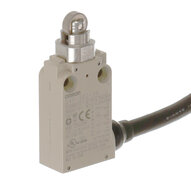 Mały wyłącznik krańcowy bezpieczeństwa, wolnoprzełączający 2NC/2NO, trzpień rolkowy, kabel 3 m, poziome wyprowadzenie kabla (D4F-302-3R) - Omron