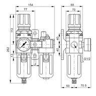 Blok przygotowania powietrza 1/2" 5um 0,5-8,5 bar EASY LINE