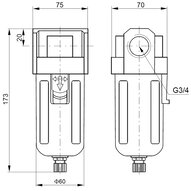 Filtr sprężonego powietrza G3/4" 5um, seria EASY LINE - Air-com