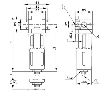 Filtr sprężonego powietrza G1/2, filtracja 5 µm - Air-Com