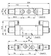 Elektrozawór 5/2 G1/2, 24V DC, bistabilny - PNEUER