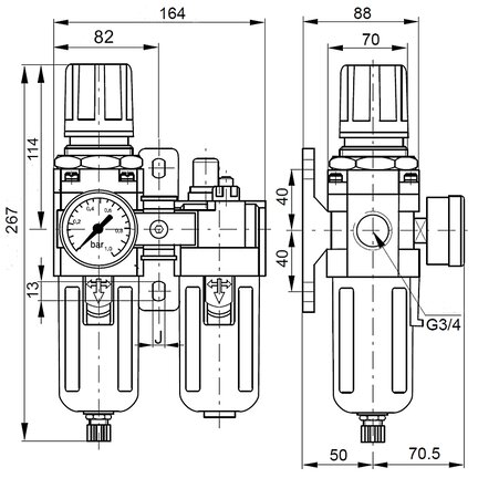 Blok przygotowania powietrza 3/4" 5um 0,5-8,5 bar EASY LINE
