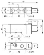 Elektrozawór 5/2 G1/2, 115V AC, monostabilny - PNEUER