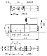 Elektrozawór 5/2 G1/4, 12V DC, monostabilny - PNEUER