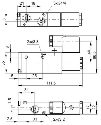 Elektrozawór 3/2 NC G1/4 24V AC - PNEUER