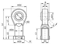 Końcówka prosta z przegubem kulowym D20 M8X1,25