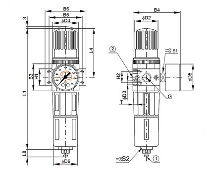 Filtroreduktor BLUE LINE G1/2, 0,5-12 bar, 5 um - Air-Com