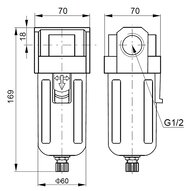 Filtr sprężonego powietrza G1/2" 5um, seria EASY LINE - Air-com