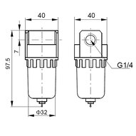 Filtr sprężonego powietrza G1/4" 5um, seria EASY LINE - Air-com
