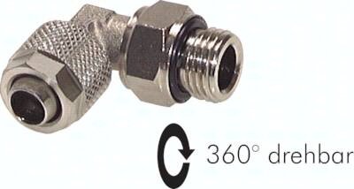 Srubunek kolanowy obrotowy G 1/4"-6 x 4mm, Mosiadz niklowany