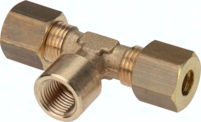 Srubunek trójnikowy z pierscieniami zaciskowymi G 1/8"-8mm, mosiadz