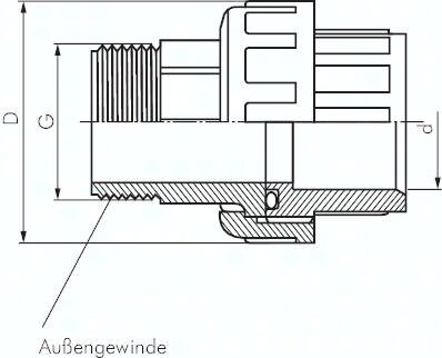 Srubunek klejony/gwintowany, PCW-U/ FKM, 40mmxR 1 1/4" gwint zew.