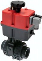 Elektryczny zawór kulowy z PCV, uszczelnienie 75, Zlaczka klejona, FKM