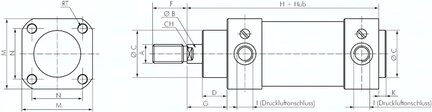 Siłownik ISO15552, D100x400, jednostronne tłoczysko, Viton - Airtec