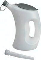 5 ltr. Banka pomiarowa (poliuretan, bialy) z elastyczna rura wylotowa, pokrywa, 