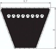 Pas klinowy waski, DIN 7753/1, SPZ 9,7 x 8, Ld=3.000mm