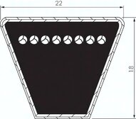 Pas klinowy waski, DIN 7753/1, SPC 22 x 18, Ld=12.500mm