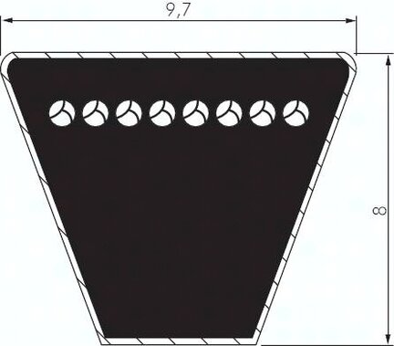 Pas klinowy waski, DIN 7753/1, SPZ 9,7 x 8, Ld=1.862mm