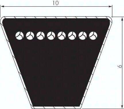klas. Pas klinowy DIN 2215, Z/10 x 6, Li=1.000mm, Z39