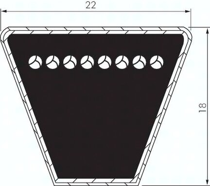 Pas klinowy waski, DIN 7753/1, SPC 22 x 18, Ld=5.600mm