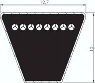 Pas klinowy waski, DIN 7753/1, SPA 12,7 x 10, Ld=1.382mm