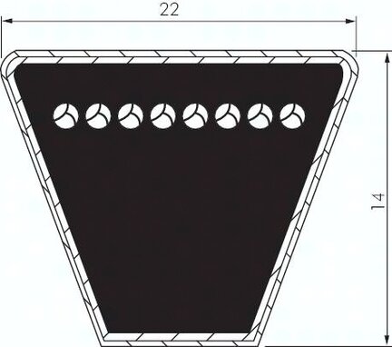 klas. Pas klinowy DIN 2215, C/22 x 14, Li=1.956mm, C77