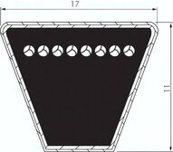 klas. Pas klinowy DIN 2215, B/17 x 11, Li=5.000mm, B197