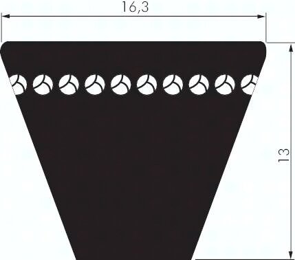 Pas klinowy waski, z otwartym zboczem, zebaty XPB 16,3x13 (1.700mm)