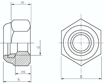 Nakretka szesciokatna, samozabezp. DIN 985, M 10, Stal ocynkowana 6 / 8