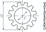 Tarcza zebata DIN 6797A, uzebienie zewnetrzne, 3,2mm, Stal szlachetna A2
