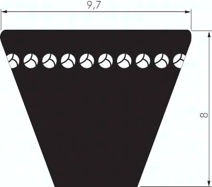 Pas klinowy waski, z otwartym zboczem, zebaty XPZ 9,7x8 (962mm)