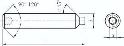 Trzpien gwintowany DIN 915 / ISO 4028, M 8x30, Stal 45 H