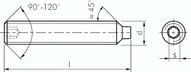 Trzpien gwintowany DIN 915 / ISO 4028, M 5x8, Stal 45 H