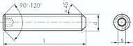 Trzpien gwintowany DIN 913 / ISO 4026, M 5x16, Stal 45 H