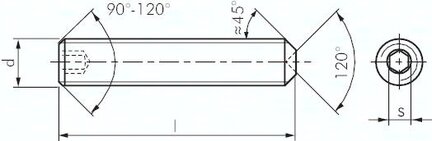 Trzpien gwintowany DIN 916 / ISO 4029, M 6x8, Stal 45 H