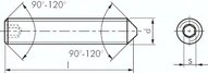 Trzpien gwintowany DIN 914 / ISO 4027, M 8x35, Stal 45 H