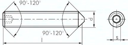 Trzpien gwintowany DIN 914 / ISO 4027, M 4x8, Stal 45 H