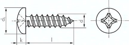 Sruba do blachy DIN7981C, 3,9x38,0 Stal szlachetna A2
