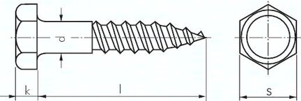 Sruba do drewna z lbem szesciokatnym DIN 571, 6x70, Stal ocynkowana